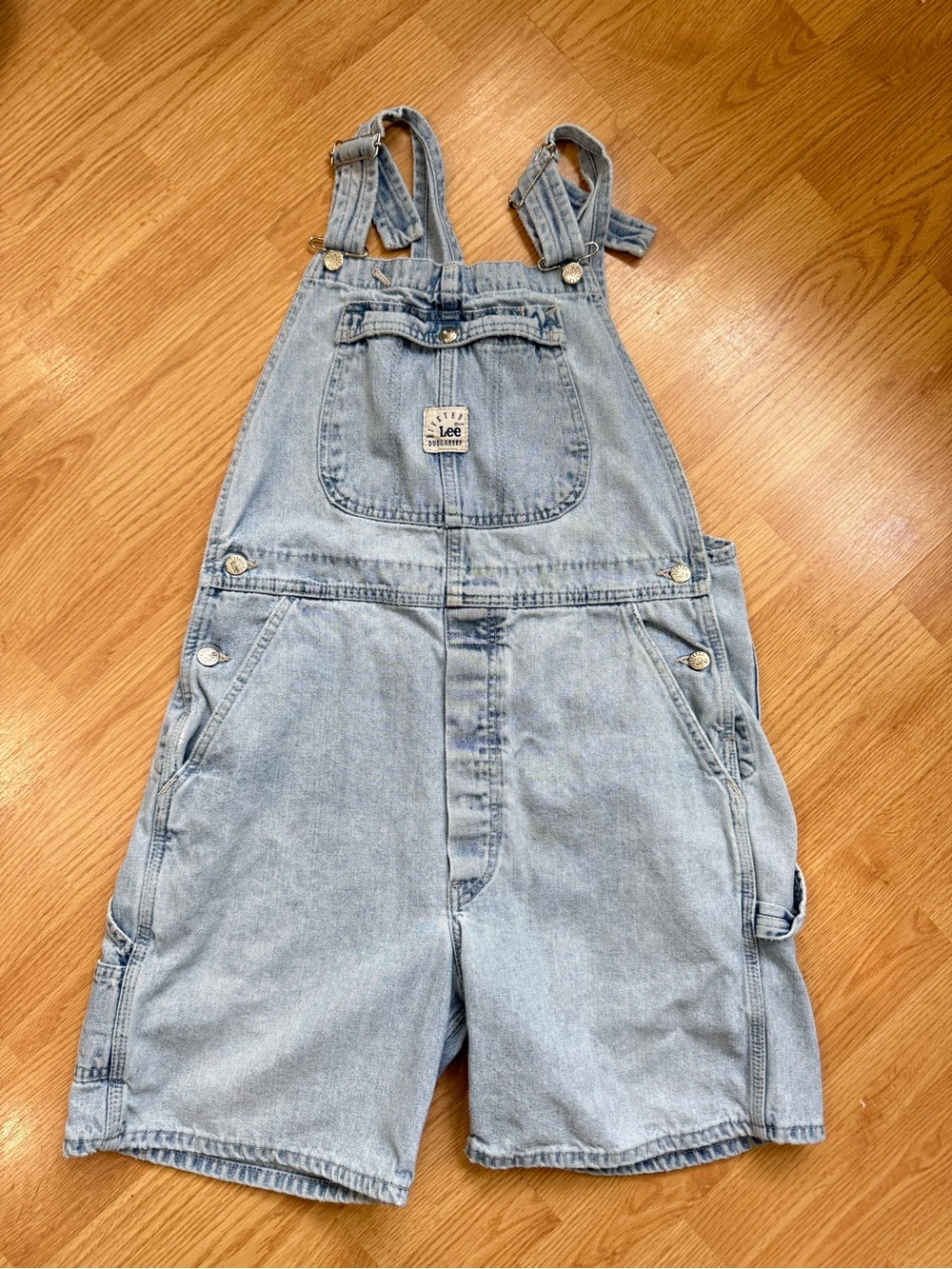 Vintage Lee Riveted Dungarees Denim Short Overalls 90s Carpenter
